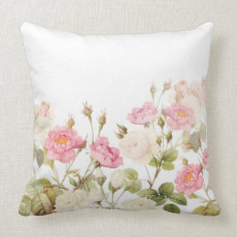 ピンクのセピア色のヴィンテージのバラ草原のイラストレーション クッション