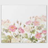 ピンクのセピア色のヴィンテージのバラ草原のイラストレーション ラッピングペーパー (フラット)