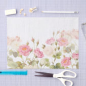 ピンクのセピア色のヴィンテージのバラ草原のイラストレーション 薄葉紙 (クラフト)