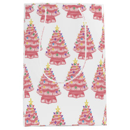 ピンクのセラミッククリスマスツリー抱き枕 ミディアムペーパーバッグ