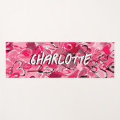 ピンクのセレニティよくはしゃぐ:グラフィティラブハート ヨガマット (正面(横))