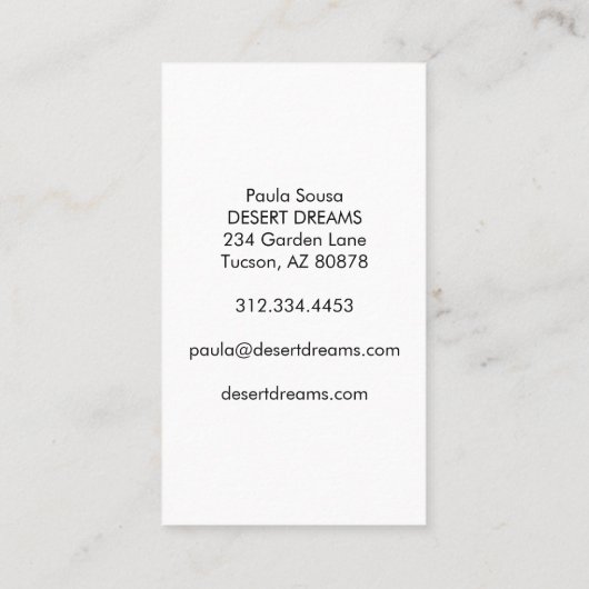 ピンクのセージのサボテン花の砂漠のガーデンフォトトラベル 名刺 (裏面)