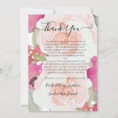 ピンクのセージ水の色のフローラ結婚の感謝 サンキューカード (正面)