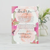 ピンクのセージ水の色のフローラ結婚の感謝 サンキューカード (スタンド正面)