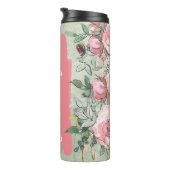ピンクのセージ緑のフローラ追加の名前カスタムギフト タンブラー (回転右)
