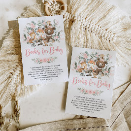 ピンクのセージ緑の森の動物の本ベビー エンクロージャーカード