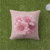 ピンクのセージ緑の花離れ水の色のパターン アウトドアクッション (芝生)