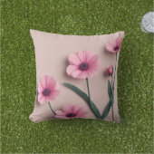 ピンクのセージ緑の花離れ水の色のパターン アウトドアクッション (芝生)