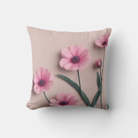 ピンクのセージ緑の花離れ水の色のパターン アウトドアクッション (正面)