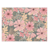 ピンクのセージ緑の花離れ水の色のパターン テーブルクロス (正面(横))