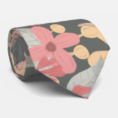ピンクのセージ緑の花離れ水の色のパターン ネクタイ (ロール)