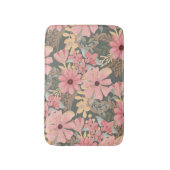 ピンクのセージ緑の花離れ水の色のパターン バスマット (正面縦)