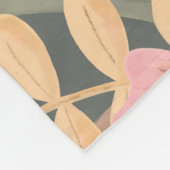 ピンクのセージ緑の花離れ水の色のパターン フリースブランケット (角)