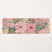 ピンクのセージ緑の花離れ水の色のパターン ヨガマット (裏面(横))