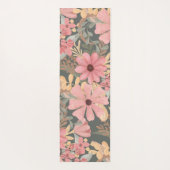 ピンクのセージ緑の花離れ水の色のパターン ヨガマット (裏面)