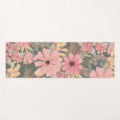 ピンクのセージ緑の花離れ水の色のパターン ヨガマット (正面(横))