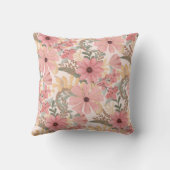 ピンクのセージ緑の葉フローラ水彩パターン クッション (裏面)