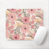 ピンクのセージ緑の葉フローラ水彩パターン マウスパッド (マウス)