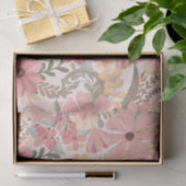 ピンクのセージ緑の葉フローラ水彩パターン 薄葉紙 (ギフト)