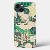 ピンクのセージ緑日本のの着物フローラ花 Case-Mate iPhoneケース (裏面)