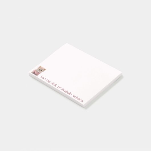 ピンクのセーターを着たかわいい子ネコ ポストイット (アングル)