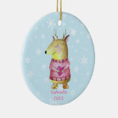 ピンクのセーターを着た愛らしいクリスマストナカイ セラミックオーナメント (右)