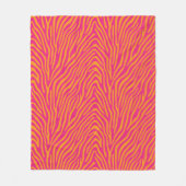 ピンクのゼブラストライプのの背景色の変更 フリースブランケット (正面)