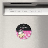 ピンクのゼブラストライプのゼブラ赤ちゃんシャワーの好意 マグネット (インサイチュ (食洗機))