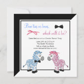 ピンクのゼブラブルーゼブラジェンダーの表示 招待状 (裏面)