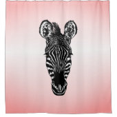 ピンクのゼブラヘッド シャワーカーテン (正面)