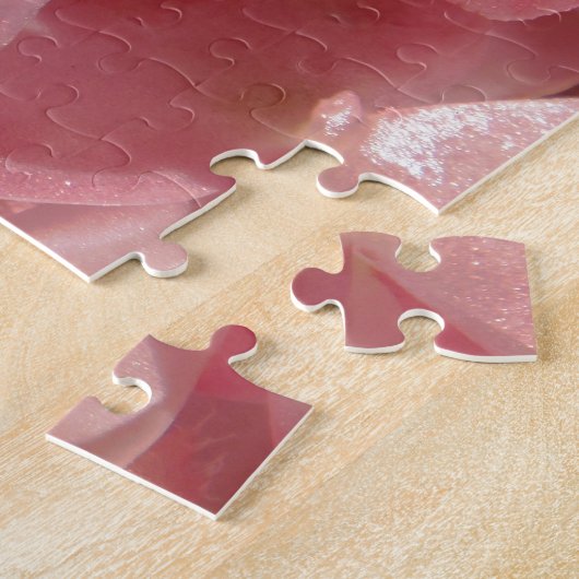 ピンクのゼラニウム：ほぼ無地のライトピンク ジグソーパズル (側面)