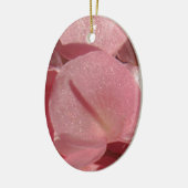 ピンクのゼラニウム：ほぼ無地のライトピンク セラミックオーナメント (左)