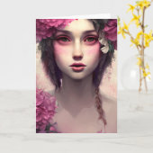 ピンクのソバカスのEtherealの女の子 カード (黄色い花)