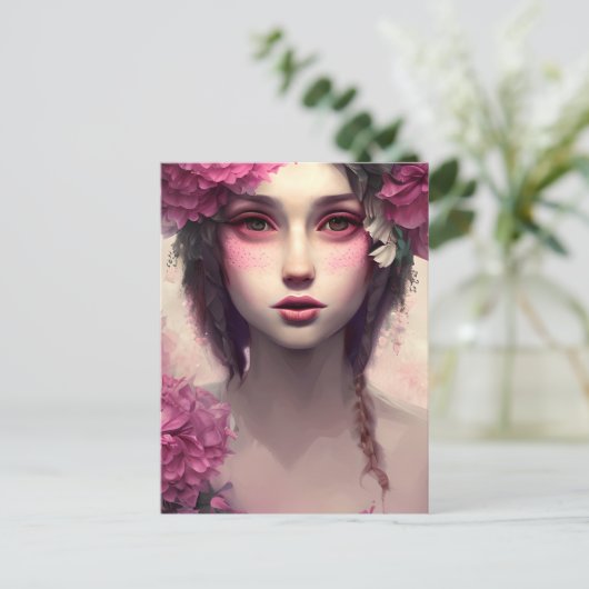 ピンクのソバカスのEtherealの女の子 ポストカード (スタンド正面)