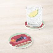 ピンクのソファの黒いラブラドール コースター (側面)