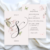 ピンクのソフトでエレガントなフラワーモチーフの結婚式 招待状