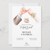 ピンクのソフトカップルのリング結婚式招待状 招待状 (正面)