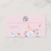 ピンクのソフトパステルフローラの水の色の感謝してい順序あなた 名刺 (裏面)