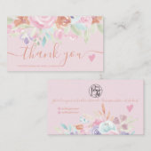 ピンクのソフトパステルフローラの水の色の感謝してい順序あなた 名刺 (正面/裏面)