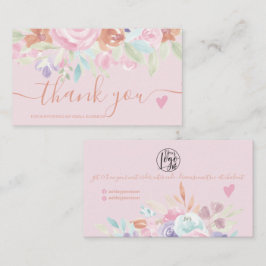 ピンクのソフトパステルフローラの水の色の感謝してい順序あなた 名刺