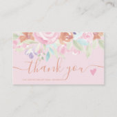 ピンクのソフトパステルフローラの水の色の感謝してい順序あなた 名刺 (正面)