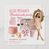 ピンクのソフトファッションコラージュ写真バチェロレッテ 招待状 (正面/裏面)