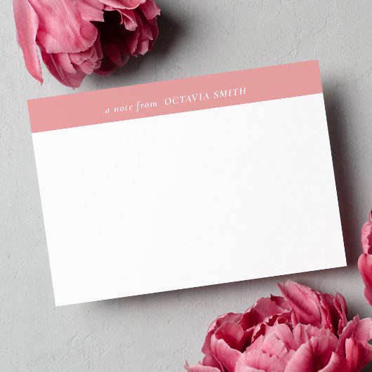 ピンクのソフトフパーソナライズされたァミリ名モノグラム ノートカード