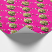 ピンクのソフトボールプレーヤー ラッピングペーパー (角)