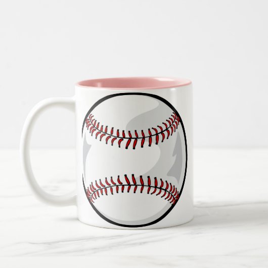 ピンクのソフトボール ツートーンマグカップ (左)