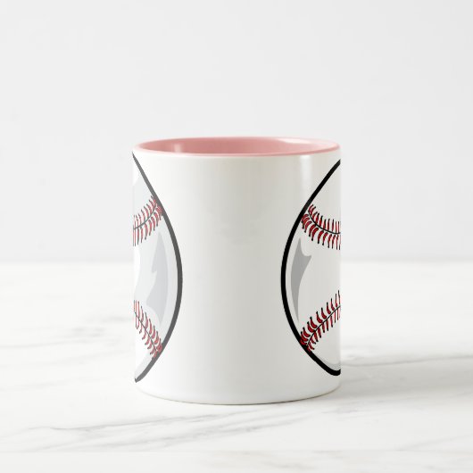 ピンクのソフトボール ツートーンマグカップ (中央)