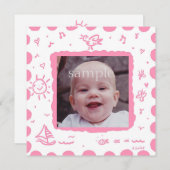 ピンクのソンバード誕生のお知らせ 案内状 (正面/裏面)