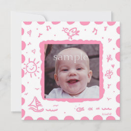 ピンクのソンバード誕生のお知らせ 案内状