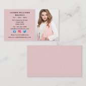 ピンクのソーシャルメディア美容師美容師写真 名刺 (正面/裏面)