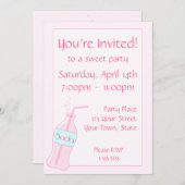 ピンクのソーダパーティー 招待状 (正面/裏面)